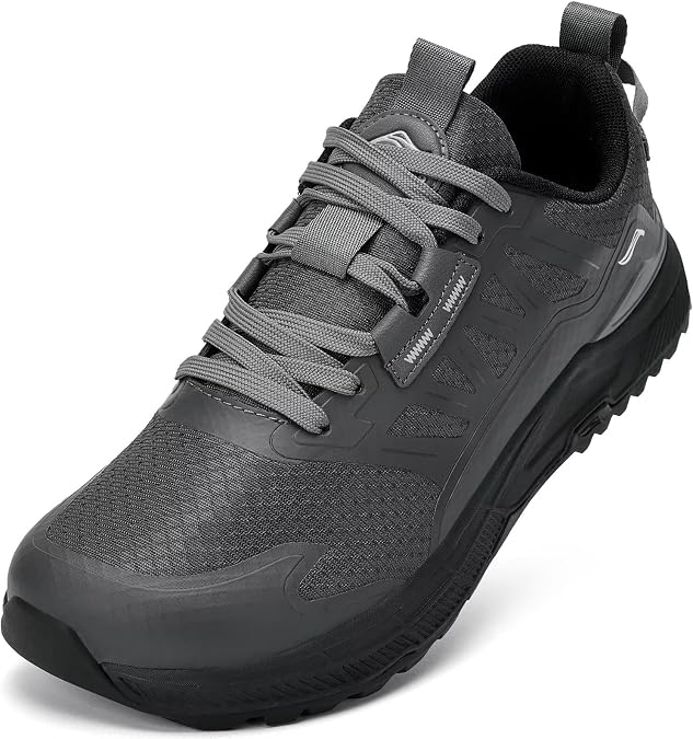 Lamincoa Wide Men's Sneakers Hiking Walking Lightweight Breathable Shoe Non-Slip Outdoor Sports Trail Running Tennis Sneaker Blackgray