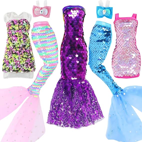 Doll Clothes 5 Sets Sequins Dresses for 11.5 Inch Girl Doll