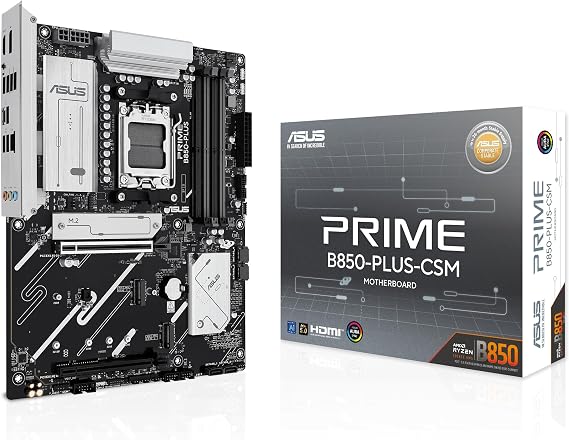 ASUS PRIME B850-PLUS-CSM AMD B850 AM5 DDR5 8000 DP HDMI 3x M2 USB3.2 AURA RGB 2.5Gbit LAN ATX 256GB’a kadar ram desteği, 1xGen5 M.2, Ücretsiz Uzaktan Yönetim Yazılımı | 8+2 + 1 güç fazı, PCIe 5.0, 3 M.2 yuvası, Wi-Fi 6E, Realtek 2.5Gb, DisplayPort, HDMI, USB-A/C 10Gbps, Aura Sync
