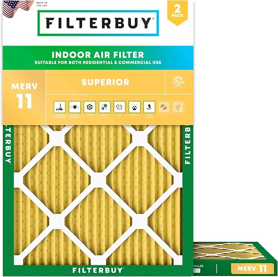 Filterbuy 19.5x21x1 Air Filter MERV 11 Pet & Allergy Defense (2-Pack)