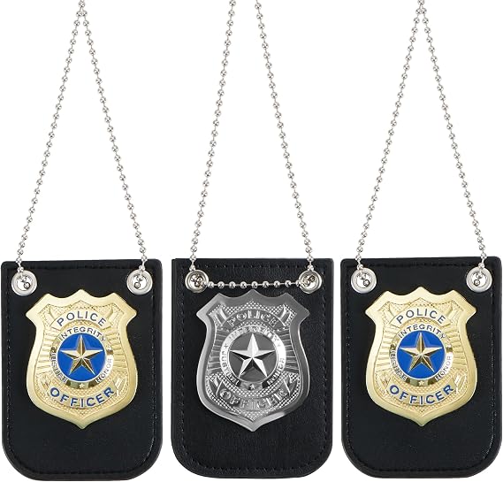 Spooktacular Creations Police Badges, Police Costume Accessories for Kids, Detective Badge Necklace, Cop Play Accessories for Boys Women Men, for Dress Up Games