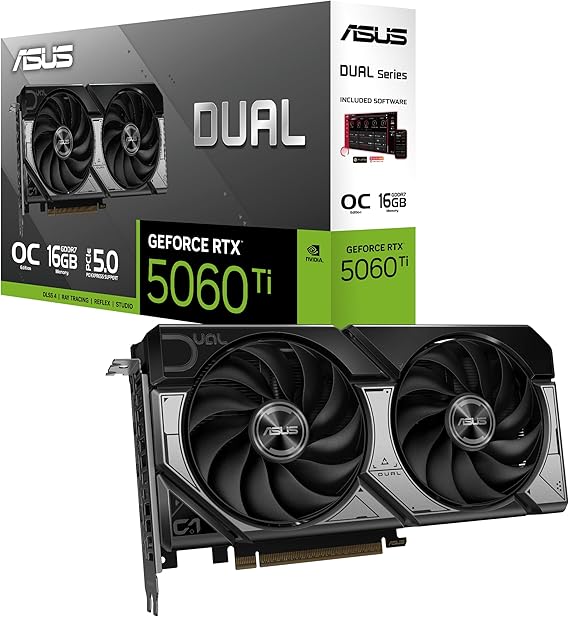 ASUS Dual GeForce RTX 5060 Ti 16GB GDDR7 OC Edition Gaming Graphics Card