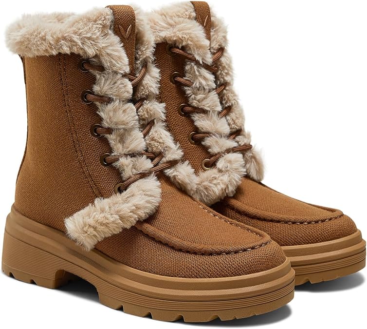 VIVAIA Terry Women's Wool Warm Ankle Boots, Lightweight Water Repellent Winter Snow Booties, Comfortable Platform Heel Ankle Boots