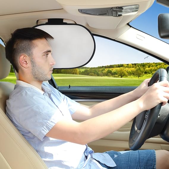 TFY Car Interior Roof Handle Sunshade & Sun Blocker for Driver Silver