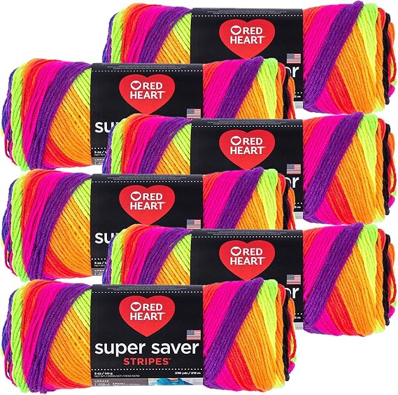 Red Heart Bright Stripe Super Saver Yarn 6/Pk 6 Pack