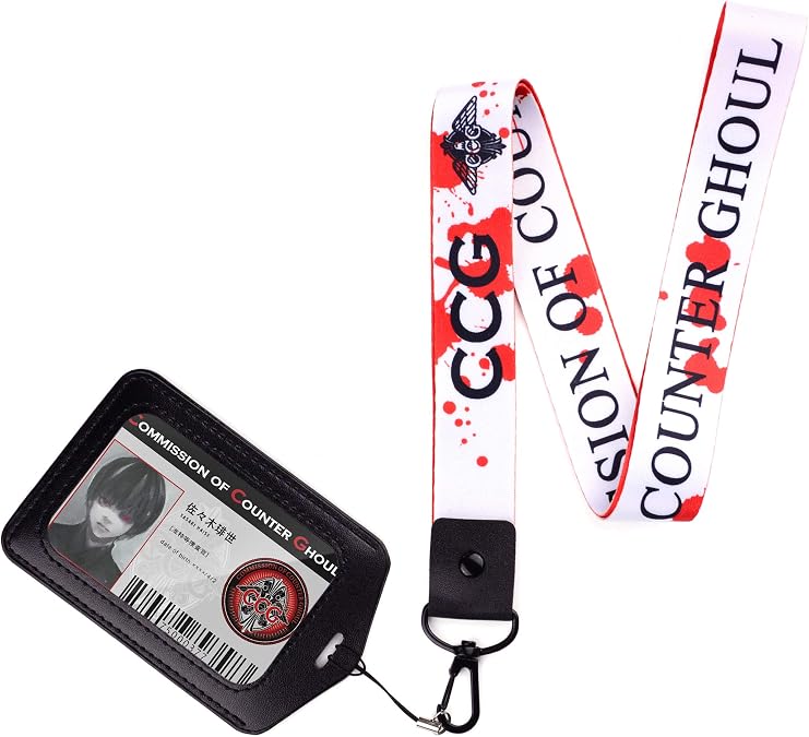 Neck Strap Lanyard for Tokyo Ghoul with Ken Kaneki Juzo Suzuya Juuzou CCG ID Card in Badge Holder Anime Key Holder