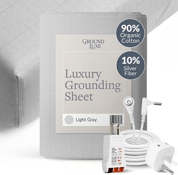 Luxury Fitted Grounding Sheet in Light Gray for Queen Size Bed (Organic) Conductive Earthing Sheet