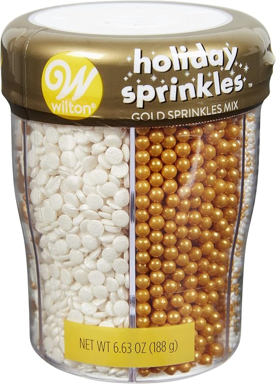 Wilton Sprinkle Mix, Gold/White, 6 Cell, Non Toxic