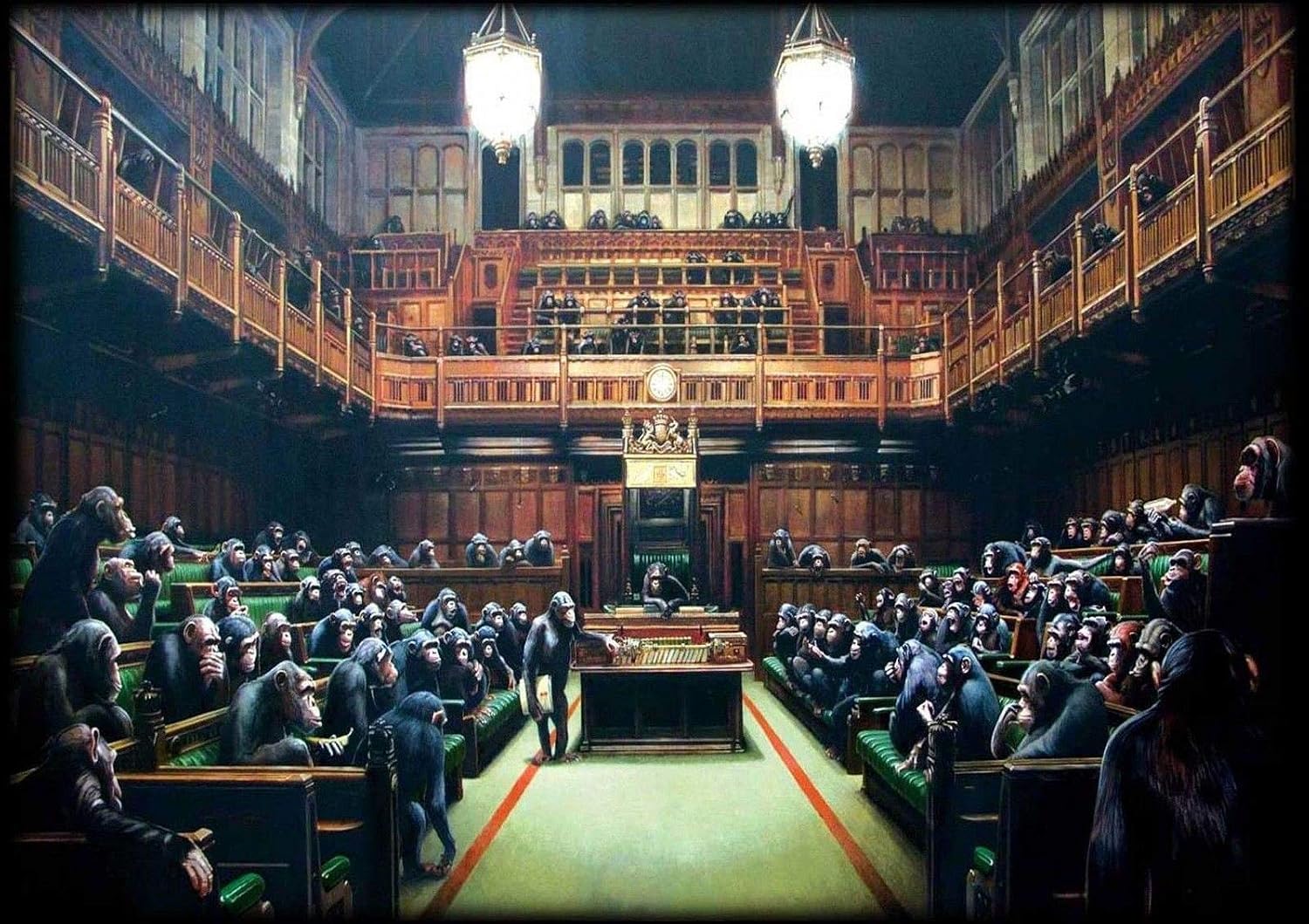 62547 Banksy Street Artist Monkey's in Parliament Decor Wall 16x12 Poster Print
