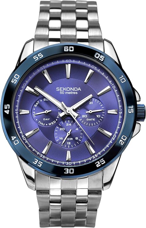 Sekonda Force Mens Analogue Watch 42mm Silver Stainless Steel Bracelet