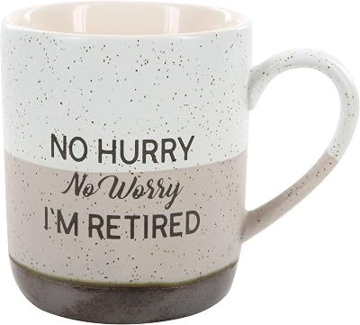 Pavilion - No Hurry No Worry Im Retired - Large 15 Oz Stoneware Coffee Cup Mug