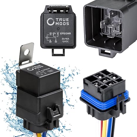 True MODS 1 Pack Bosch Style 5-Pin 12V Waterproof Relay Kit SPDT 30/40 Amp