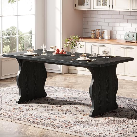 Tribesigns Black Dining Table for 4-6, 63" Rectangular Modern Kitchen Table | Easy Assembly, Modern Large Kitchen & Dining Room Furniture
