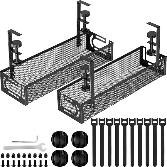 Cable Management, Under Desk Cable Management, Desk Cable Tidy, 2 Pack