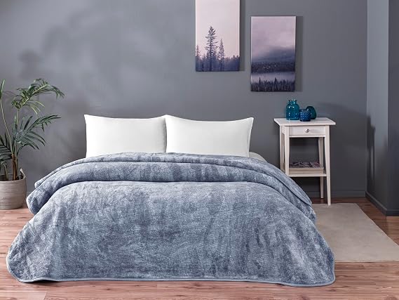CROWN Midnight Patterned 100% Cotton Cotton Blanket, Blue, Single