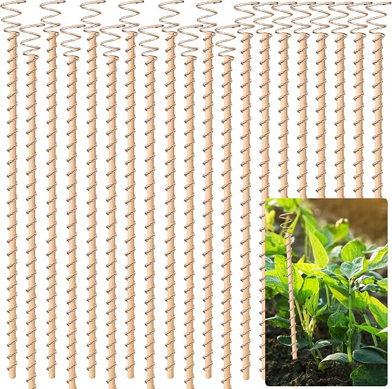 20pcs Electroculture Plant Stakes, 13.5'' Copper Coil Wire Antennas Garden Stakes, Tensor Rings Kit, Copper Rods Electronic Planting for Growing Vegetable Garden Plants Support Outdoor Indoor