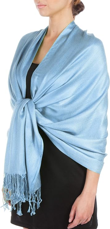 Sakkas Large Soft Silky Pashmina Shawl Wrap Scarf in Solid Colors