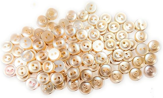 Shirt Poly White Plastic Pearlized Buttons 2 Hole x 100 Pieces 1/2'' (11mm) Diameter, Small Shirt Buttons100 Pcs.#22