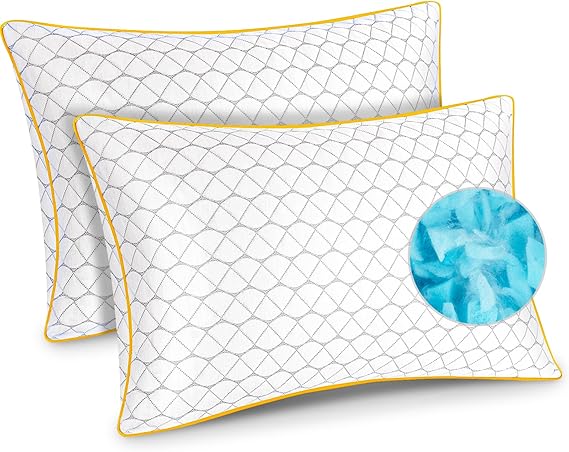 Teemour Pillows 2 Pack Shredded Memory Foam Pillow Bed Pillows for Neck & Shoulder Support, Cooling Pillow for Side, Back & Stomach Sleepers, With Breathable & Removable Cover 88x47cm