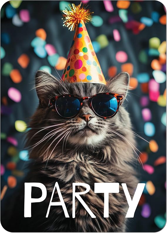 Birthday Invitation Cards – 12x Cat Invitation Cards for Your Party – Fun Invitation for Kids' Birthdays, Themed Parties, and Unforgettable Special Occasions!