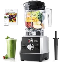 Aeitto Blenders for Kitchen 1800W Professional Countertop Blender, 68Oz Large Capacity Smoothie Blender with 3 Programs & 7 Speeds for Smoothies, Ice Crush, Frozen Drinks, Black