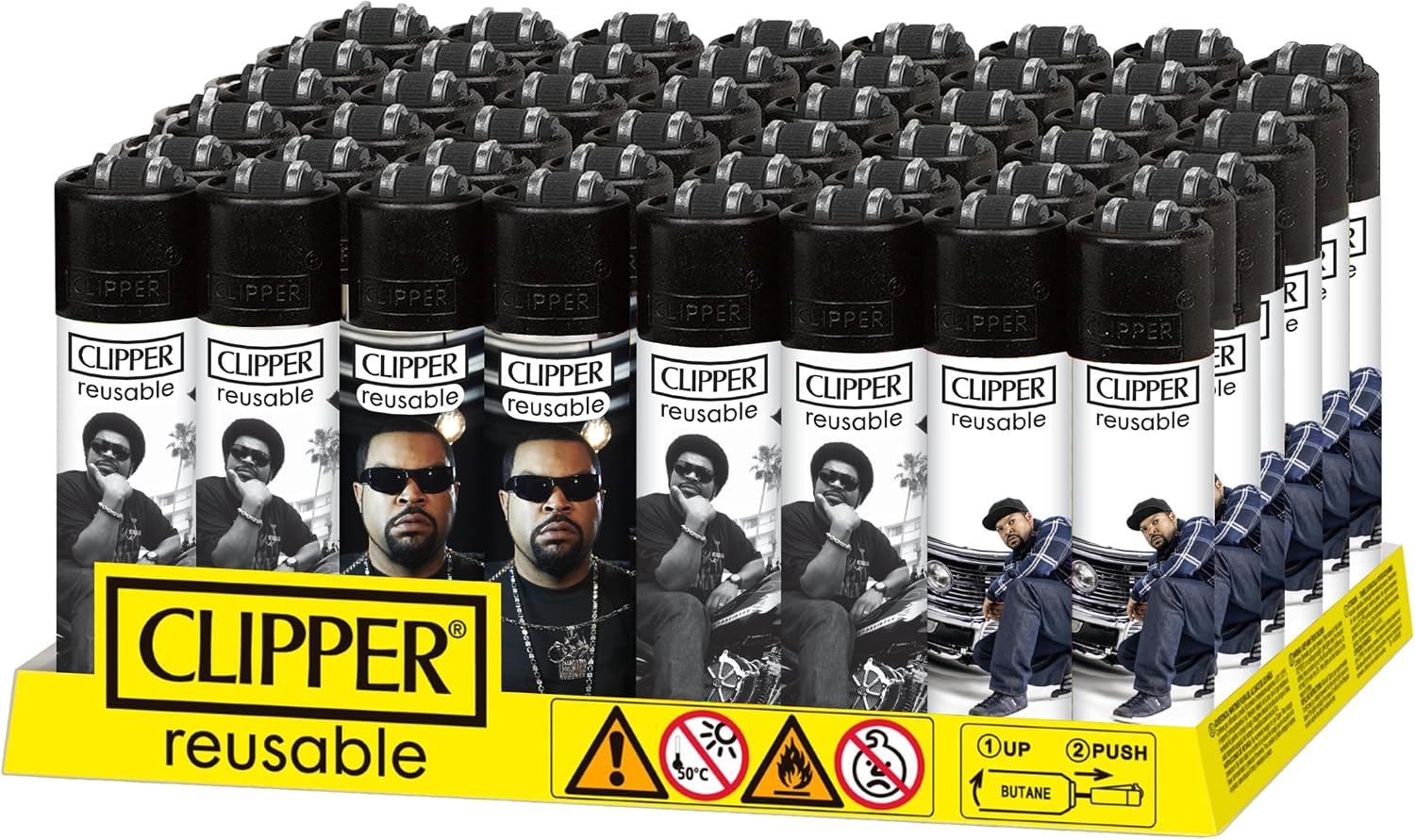 Clipper - Classic Large Reusable Lighter - Iconic Premium Refillable Lighters Bulk Pack - Replace Butane, Flint, and Spark Wheel for Unlimited Lights - 48 Pack - Ice Cube