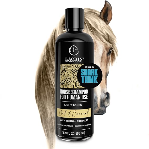 Oat and Coconut Horse Shampoo for Human Use As Seen on Shark Tank Gentle, Hydrating, Paraben-Free, Sensitive Scalp Shampoo for Hair Growth & Strengthening, 16.9 Fl Oz, 1-Pack