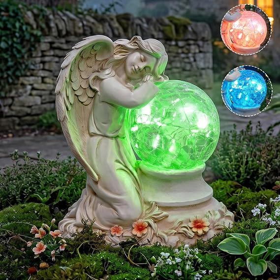 Solar Angel Garden Statue Outdoor, Memorial Angel Figurine