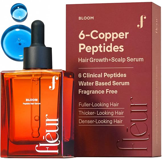 Bloom Clinically Proven Copper GHK-CU Peptide Hair Serum for Hair Growth | Multi Copper Peptides Non-Greasy & Lightweight for Thinning Hair - Promotes Fullness, Reduces Shedding - Made in USA