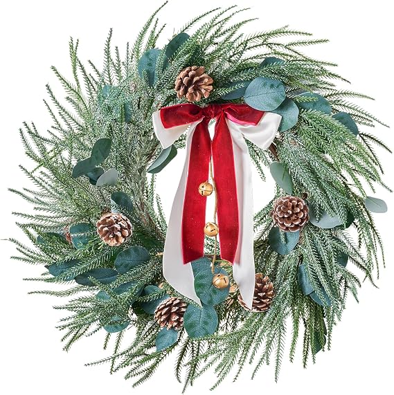 DN DECONATION Christmas Wreaths for Front Door Outdoor Xmas Winter Wreath