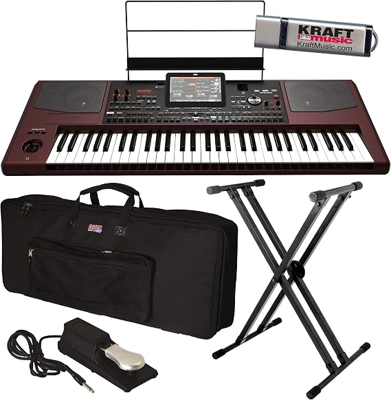 Korg Pa1000 Professional Arranger Keyboard with Keyboard Bag, Stand, Piano-Style Sustain Pedal and Flash Drive