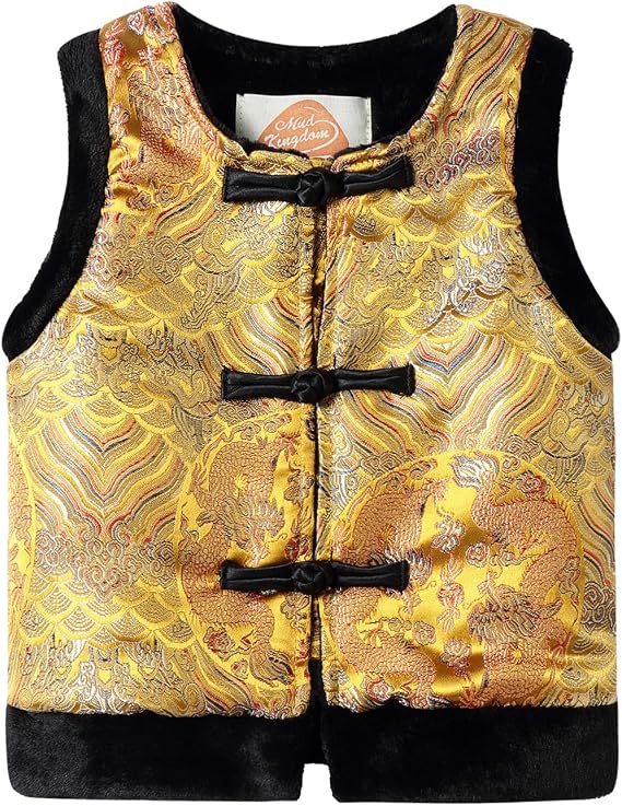 Mud Kingdom Boys Fleece Vest Warm Lining Traditional Chinese New Year Button Up
