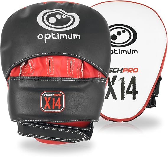 Optimum Tech Pro X14 Hook and Jab Focus Pads - Black/Red, 