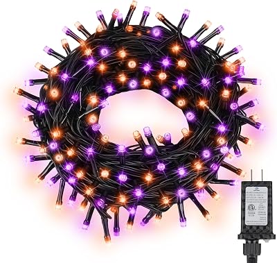200LED Orange and Purple String Lights 63 Ft Halloween Light 8 Modes Twinkle Waterproof Light for Party Garden Indoor Outdoor Decor