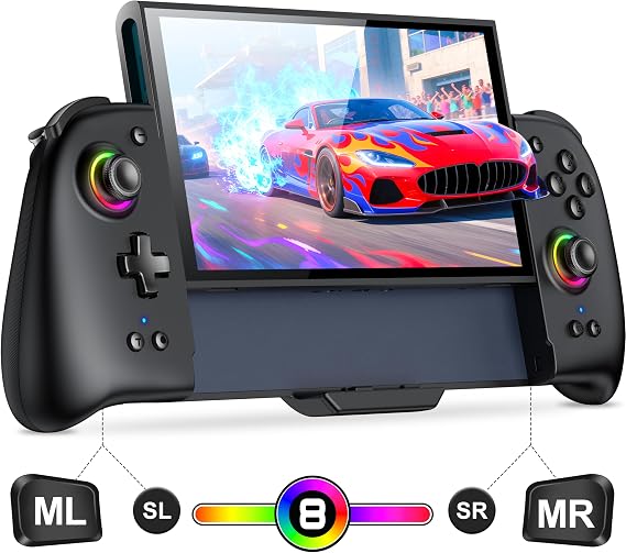 Elegamefy Wireless Switch 2 Controller with Hall Effect Joysticks (no dead zone) RGB lighting programmable large handle turbo vibration handheld games