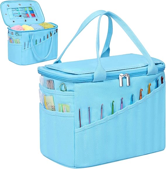LOVEGRASS Large Yarn Storage Bag,Yarn Storage Organizer For Crocheting,Crochet Storage Bag With Handle For Yarn Balls, Knitting & Crochet Supplies, Ideal Knitting & Crochet Bag Gift