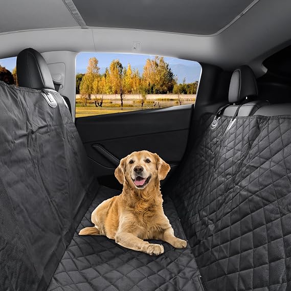 BASENOR 2026-2020 Tesla Model Y Juniper Dog Car Seat Cover 100% Waterproof Pet Dog Back Seat Covers Hammock Boot Liner with Adjustable Straps for Model Y Accessories (Standard/Premium/Performance)