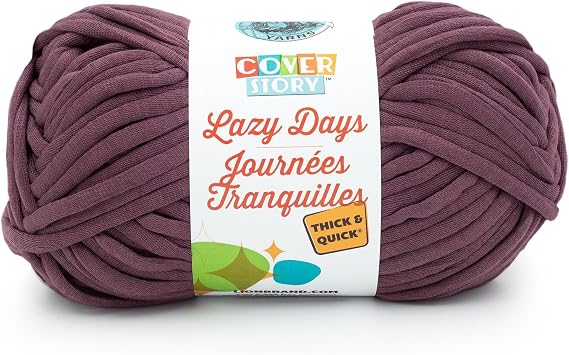 Lion Brand Yarn Cover Story Lazy Days Thick & Quick, Blanket Yarn, Eggplant, 1 Pack