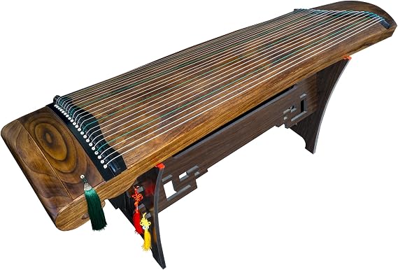 MI&VI 21-String Guzheng Paulownia Wood Guzheng Chinese Zither Instrument with Thick Carry Bag and Stand (168cm, Single Wood)