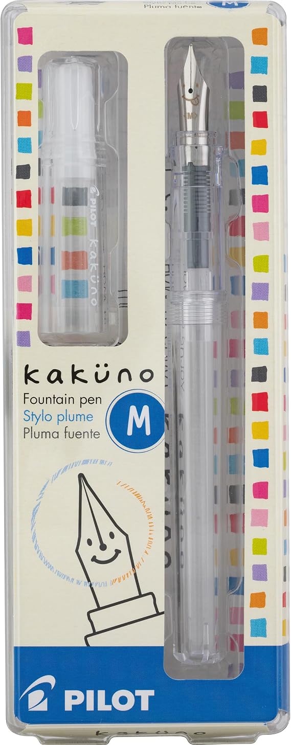 Pilot Kakuno Fountain Pen, Clear Barrel, Medium Nib, 0.5mm, Pilot Kakuno Fountain Pen Extra Fine