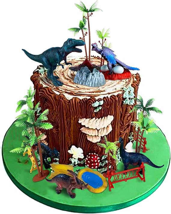 21 Pcs Dinosaur Cake Decorations, Dinosaurs Figures Toys for Kids Theme Birthday, Dino Cupcake Toppers for Boy's Girl's Birthday Baby Shower Dinosaur Theme Party Decor