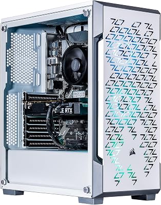 Velztorm White Fultix Custom Built Gaming Desktop PC AMD Ryzen 5-5500, GeForce RTX 5060, 16GB DDR4, 512GB PCIe SSD, RGB Fans, 750W PSU, WiFi 5, Bluetooth 4.2, RJ-45, HDMI, Win 11 Pro