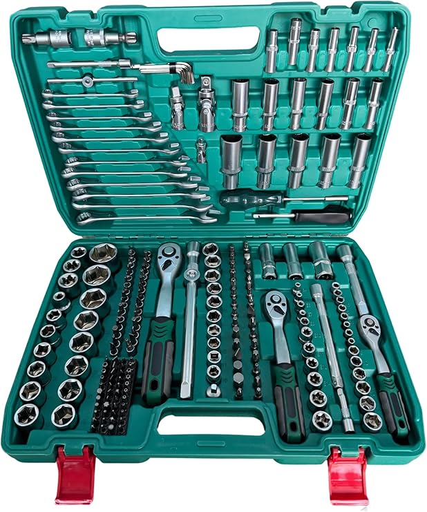 Profesyonel 216 Parça 72 Diş Eğik Cırcır Lokma Takımı – Almanya CR-V Çelik Dayanıklılık – 1/4”, 3/8”, 1/2” Boyutlu Cırcır ve Soket Seti – Geniş Uygulama Alanı – Lokma Çantalı Tam Set