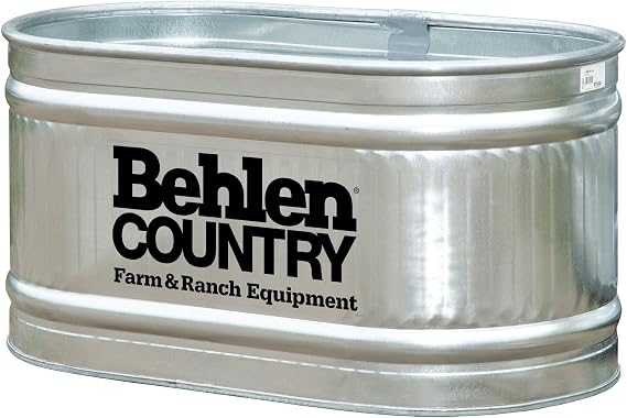 Galvanized Steel Stock Tank - 90 Gallon | Heavy-Duty Round End Livestock Waterer | Durable Metal Tank for Farm & Ranch Use | Reinforced Corrosion-Resistant
