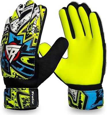 BeingFit Youth Soccer Goalie Gloves - Yellow, Size 6 Suitable for 13-15 Years