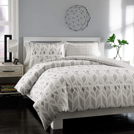 City Scene - Queen Duvet Cover Set, 100% Soft Cotton Bedding for Year Round Comfort, 3 Piece Bed Set with Matching Pillowcases (Grayson Grey)