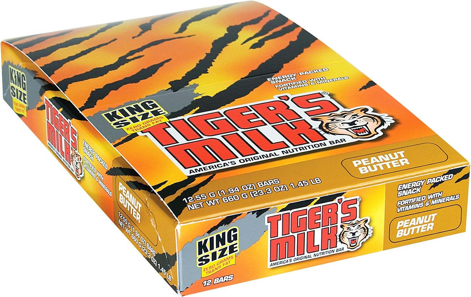Schiff Tigers Milk Nutrition Bars, Peanut Butter, 55 Gram Pack of 12
