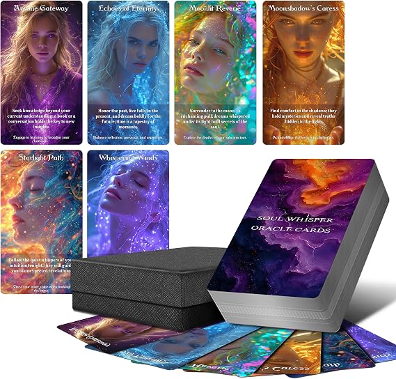 Soul Whisper Oracle Cards, 54 Oracle Deck for Beginners with Meanings on Them, Go Deep Inside, Explore The Soul