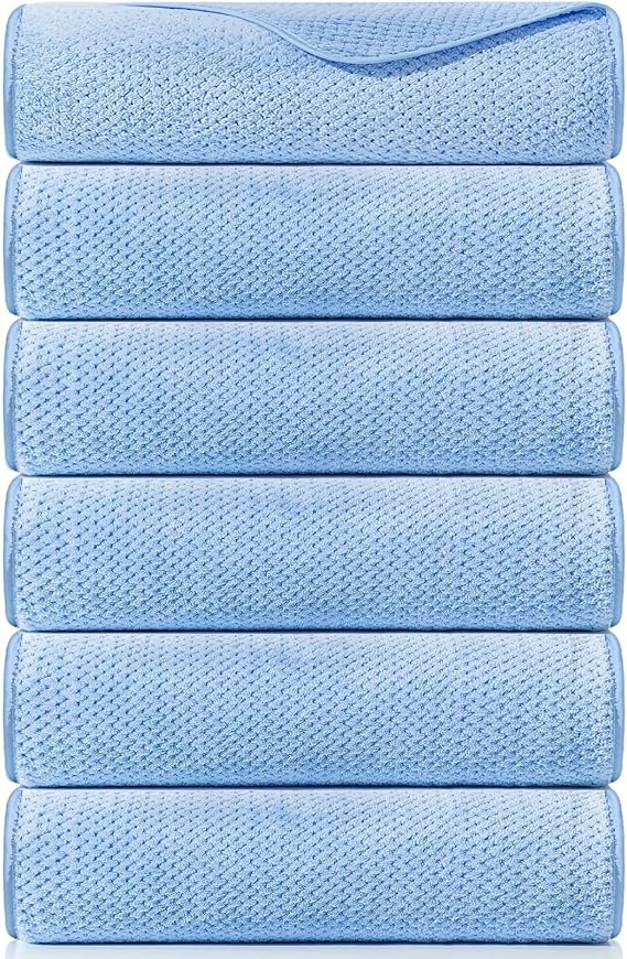 6 Pack Oversized Bath Towel Set 35in x 70 inches Blue Bathroom Towel Extra Large Bath Sheets for Shower Pool Beach Bathroom Super Absorbent Soft Quick Dry Towels