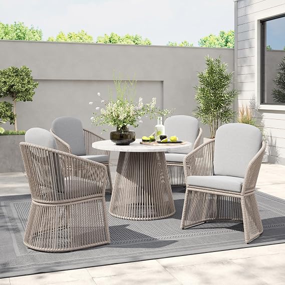SUNSITT Set of 4 Modern Patio Dining Chairs, Woven Wicker Accent Chairs